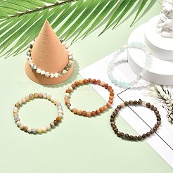 Natural Stone Round Beads Stretch Bracelet for Girl Women&nbsp;BJEW-JB06882