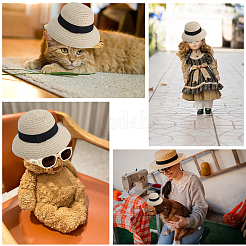 人形用麦わら帽子とポリエステル帽子  トウモロコシの穂の黄色  152x155x90mm&nbsp;DOLL-WH0001-17A