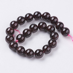 天然石ビーズ連売り  天然ガーネット  ラウンド  暗赤色  8mm  穴：0.5mm  約22個/連  7.5インチ&nbsp;G-G099-8mm-36