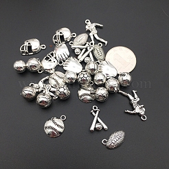 チベット風アロイペンダントセット  スポーツ用品  混合図形  アンティークシルバー  13~30x10~17mm  30個/セット&nbsp;RUFO-PW0001-003