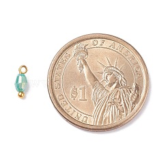 電気メッキガラスチャーム  真鍮ボールヘッドピン付き  ダークターコイズ  8.5x3mm  穴：1.2mm&nbsp;PALLOY-JF01382-01