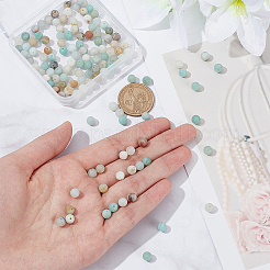 2 Strands Frosted Natural Flower Amazonite Round Beads Strands&nbsp;G-NB0004-45