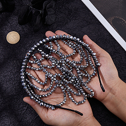 女性用合成石英ヘアバンド  ブラック  240x143x7.5mm&nbsp;AJEW-WH20033-103