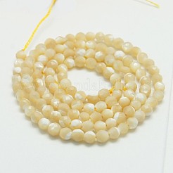 天然石シェルビーズ連売り  多面カット  ラウンド  淡いチソウ  3mm  穴：0.8mm&nbsp;G-K020-3mm-02