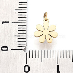 イオンプレーティング（IP）316サージカルステンレススチールチャーム  丸カン付き  花  ゴールドカラー  10x7.5x3mm  丸カン：3x0.5ミリ  1.6mm内径&nbsp;STAS-H100-19G