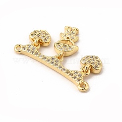Rack Plating Brass Micro Pave Clear Cubic Zirconia Heart Connector Charms&nbsp;KK-G456-01G-03