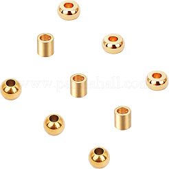 304ステンレススチールスペーサービーズ  コラム＆ロンデル＆フラットラウンド  ゴールドカラー  2~4x2mm  穴：1~1.6mm  90個/箱&nbsp;STAS-UN0008-60G