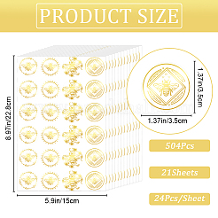 金箔自己粘着ステッカー  DIY フォトアルバム日記スクラップブック装飾用  ミツバチ  192x135x0.6mm  ステッカー：25~35x29~35mm&nbsp;DIY-WH20001-13G