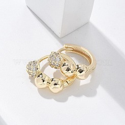 真鍮クリアキュービックジルコニアフープピアス  ラウンド  18KGP本金メッキ  12.5x4.5x14.5mm&nbsp;EJEW-Q014-07G