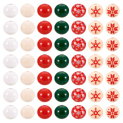 140Pcs 7 Styles Painted Natural Wood European Beads&nbsp;WOOD-TA0001-65