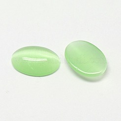 キャッツアイカボション  オーバル  淡緑色  18x13x2.5~3.5mm&nbsp;X-CE-J005-13x18mm-25