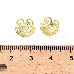 304ステンレススチールビーズキャップ  花  ラックめっき  長持ちメッキ  18KGP本金メッキ  10x4mm  穴：1mm&nbsp;STAS-L285-006G