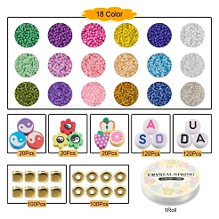 DIYシードビーズブレスレット作成キット  ガラスシードビーズ入り  ポリマークレイ＆ccbプラスチック＆アクリルビーズ  伸縮性のある糸  ミックスカラー  ビーズ：5000個/箱&nbsp;DIY-YW0005-51