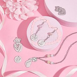 6Pcs 6 Style Mother's Day 304 Stainless Steel Pendants&nbsp;STAS-PH0004-44