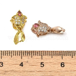 Rack Plating Brass Micro Pave Clear Cubic Zirconia Ice Pick Pinch Bails&nbsp;KK-K340-22