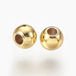 真鍮製スペーサービーズ  長持ちメッキ  ラウンド  ゴールドカラー  3x2mm  穴：1.2mm&nbsp;KK-L165-03B