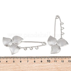 トリリウム304ステンレススチール製安全ピンブローチ金具  トリプルループのキルトピン  ステンレス鋼色  63x30x8mm  穴：2mm&nbsp;SA-CBA098D-14C-P03