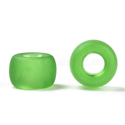 透明プラスチックビーズ  艶消し  バレル  ライムグリーン  9x6mm  穴：3.8mm  約1900個/500g&nbsp;KY-T025-01-A03