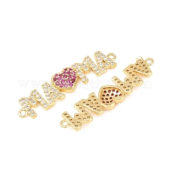 Mother's Day Brass Micro Pave Clear and Magenta Cubic Zirconia Connector Charm&nbsp;KK-F931-27A-G