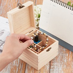 9セクション木箱収納  正方形  バリーウッド  12.25x11.45x9.5cm  容量：10ミリリットル&nbsp;WOOD-WH0103-41