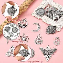50pcs10スタイルチベットスタイルアロイペンダント  アンティークローズゴールド  27x48.5x13.5~48x1~3.5mm  穴：1.5~3mm  5個/スタイル&nbsp;FIND-CJ0004-30