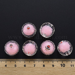 透明なアクリルビーズ  二層ビーズ  多面カット  ラウンド  パールピンク  16mm  穴：3mm  約205個/500g&nbsp;TACR-S152-14A-A01