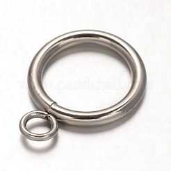 変色防止リング 304 ステンレススチールペンダント  ステンレス鋼色  21x15.5x2mm  穴：3mmと12mm&nbsp;STAS-F075-P17A