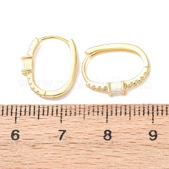 Oval 925 Sterling Silver Micro Pave Clear Cubic Zirconia Hoop Earrings&nbsp;EJEW-K317-09G