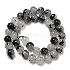 Grade A Natural Tourmalinated Quartz/Black Rutilated Quartz Beads Strands&nbsp;G-R494-A06-04