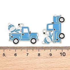 メッキ合金エナメルチャームラック  車と雪だるまのチャーム  カドミウムフリー＆ニッケルフリー＆鉛フリー  プラチナ  20x27x1.5mm  穴：1.8mm&nbsp;AL-CBA2B10-05P-02
