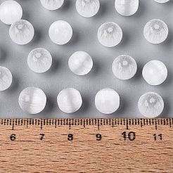 Fgbグレードaドローベンチスタイルガラスシードビーズ  ラウンド  模造キャットアイビーズ  ホワイトスモーク  9.5mm  穴：1.4~1.6mm  約420個/ポンド&nbsp;SEED-Q040-10MM-24