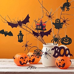 30Pcs 6 Styles Wool Felt Pumpkin Jack-O'-Lantern Party Decorations&nbsp;AJEW-YW0001-24