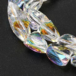 ガラス模造オーストリアクリスタルビーズ  多面カット  三角形  クリアAB  6x6x7.5mm  穴：1mm  約55個/連  15.35''~15.75''（39~40センチメートル）&nbsp;GLAA-O019-04-1