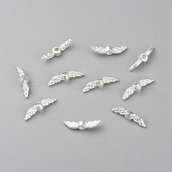 チベット風合金ビーズ  カドミウムフリー＆ニッケルフリー＆鉛フリー  天使の翼  銀  12x3x3mm  穴：1.5mm  約7100個/1000g&nbsp;K0PAC021-01S