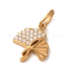 304 Stainless Steel Micro Pave Clear Cubic Zirconia Charms&nbsp;CU-CBA703A-09G