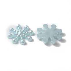 ABSプラスチックパール調カボション  スノーフレーク  アクア  14.5x2.5mm&nbsp;KY-WH0046-38B