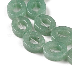 天然石グリーンアベンチュリンビーズ連売り  中空のフラット楕円形  ゼロのビーズ  12x10x3.5~4mm  穴：1.2mm  約20個/連  9.61''（24.4センチメートル）&nbsp;G-M439-A02-01