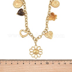 304ステンレススチール＆樹脂製マルチペンダントビブネックレス（女性用）  ゴールドカラー  花  15.94インチ（40.5cm）&nbsp;SA-CBA717A-03G-02