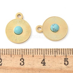 Synthetic Turquoisel Flat Round Charms&nbsp;STAS-Q345-33G