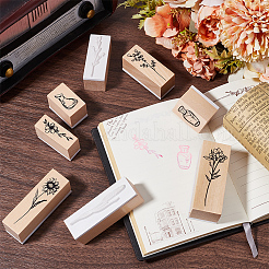 花の木製ゴム印セット  DIY クラフト カード スクラップブッキング用品用スタンプ セット  混合図形  ナバホホワイト  32.5~65x14.5~25x24~24.5mm&nbsp;DIY-WH20013-69A