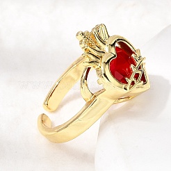 Glass Cuff Open Rings&nbsp;RJEW-P178-01C-G