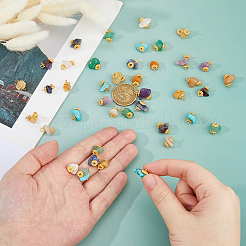 7 Colors Natural & Synthetic Mixed Stone Nuggets Pendants&nbsp;PALLOY-FH00143