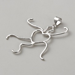 Heart-Shaped 925 Sterling Silver Pendant Cabochon Settings&nbsp;STER-WH0005-39