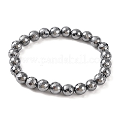 ファセット加工のラウンド型テラヘルツ石ビーズストレッチブレスレット、女性・男性用  内径：2-3/8インチ（6cm）  8mm&nbsp;BJEW-H590-04A-01