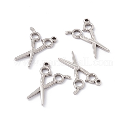 変色しない201ステンレススチールペンダント  はさみ  ステンレス鋼色  33.5x22x2.5mm  穴：2.5mm&nbsp;STAS-C057-12P