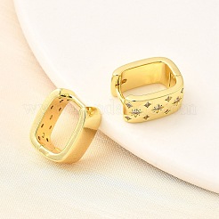 Brass Micro Pave Cubic Zirconia Rectangle Dangle Earrings&nbsp;EJEW-L305-08G-02