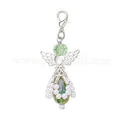 Angel Glass & ABS Plastic Imitation Pearl Pendant Decorations&nbsp;HJEW-JM03521-02