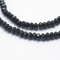 オペークガラスビーズ連売り  多面カット  ロンデル  ブラック  2.5x1.5mm  穴：0.5mm  約135~140個/連  26~27cm&nbsp;X-EGLA-J144-NB02