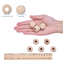 Natural Unfinished Wood Beads&nbsp;WOOD-25-LF