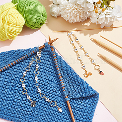 2Pcs 2 Style  Autumn Acrylic Beaded Knitting Row Counter Chains with Alloy Emanel Squirrel Acorn&nbsp;HJEW-AB00690